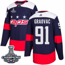 Men's Adidas Washington Capitals #91 Tyler Graovac Authentic Navy Blue 2018 Stadium Series 2018 Stanley Cup Final Champions NHL Jersey