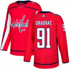 Men's Adidas Washington Capitals #91 Tyler Graovac Authentic Red Home NHL Jersey