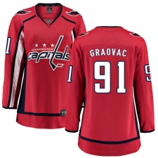 Women's Washington Capitals #91 Tyler Graovac Fanatics Branded Red Home Breakaway NHL Jersey