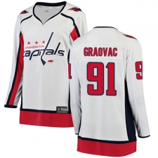 Women's Washington Capitals #91 Tyler Graovac Fanatics Branded White Away Breakaway NHL Jersey