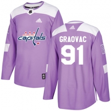 Youth Adidas Washington Capitals #91 Tyler Graovac Authentic Purple Fights Cancer Practice NHL Jersey