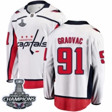 Youth Washington Capitals #91 Tyler Graovac Fanatics Branded White Away Breakaway 2018 Stanley Cup Final Champions NHL Jersey