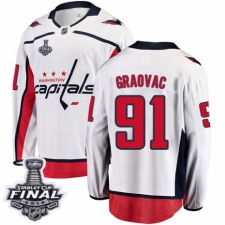 Youth Washington Capitals #91 Tyler Graovac Fanatics Branded White Away Breakaway 2018 Stanley Cup Final NHL Jersey