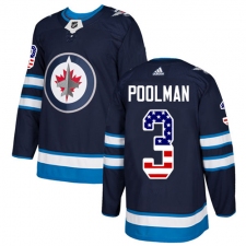 Men's Adidas Winnipeg Jets #3 Tucker Poolman Authentic Navy Blue USA Flag Fashion NHL Jersey