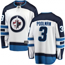 Men's Winnipeg Jets #3 Tucker Poolman Fanatics Branded White Away Breakaway NHL Jersey