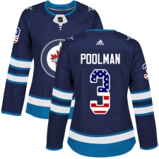 Women's Adidas Winnipeg Jets #3 Tucker Poolman Authentic Navy Blue USA Flag Fashion NHL Jersey