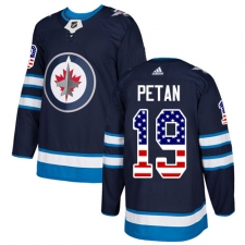 Youth Adidas Winnipeg Jets #19 Nic Petan Authentic Navy Blue USA Flag Fashion NHL Jersey