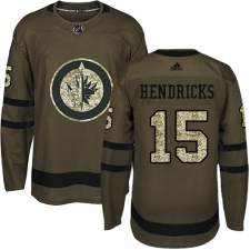 Men's Adidas Winnipeg Jets #15 Matt Hendricks Premier Green Salute to Service NHL Jersey