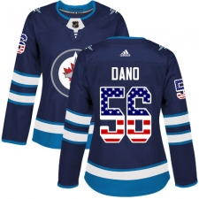 Women's Adidas Winnipeg Jets #56 Marko Dano Authentic Navy Blue USA Flag Fashion NHL Jersey