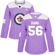 Women's Adidas Winnipeg Jets #56 Marko Dano Authentic Purple Fights Cancer Practice NHL Jersey