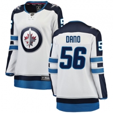 Women's Winnipeg Jets #56 Marko Dano Fanatics Branded White Away Breakaway NHL Jersey
