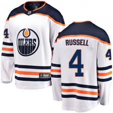 Men's Edmonton Oilers #4 Kris Russell Authentic White Away Fanatics Branded Breakaway NHL Jersey