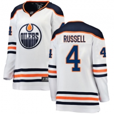 Women's Edmonton Oilers #4 Kris Russell Authentic White Away Fanatics Branded Breakaway NHL Jersey