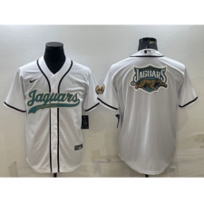 Men's Jacksonville Jaguars White Team Big Logo With Patch Cool Base Stitched Baseball Jersey