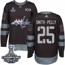 Men's Adidas Washington Capitals #25 Devante Smith-Pelly Authentic Black 1917-2017 100th Anniversary 2018 Stanley Cup Final Champions NHL Jersey