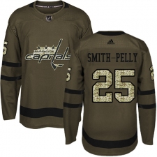 Men's Adidas Washington Capitals #25 Devante Smith-Pelly Authentic Green Salute to Service NHL Jersey