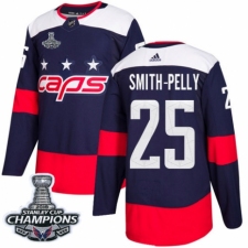 Men's Adidas Washington Capitals #25 Devante Smith-Pelly Authentic Navy Blue 2018 Stadium Series 2018 Stanley Cup Final Champions NHL Jersey