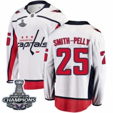 Men's Washington Capitals #25 Devante Smith-Pelly Fanatics Branded White Away Breakaway 2018 Stanley Cup Final Champions NHL Jersey