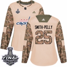 Women's Adidas Washington Capitals #25 Devante Smith-Pelly Authentic Camo Veterans Day Practice 2018 Stanley Cup Final NHL Jersey