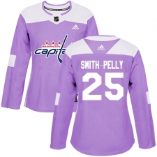 Women's Adidas Washington Capitals #25 Devante Smith-Pelly Authentic Purple Fights Cancer Practice NHL Jersey