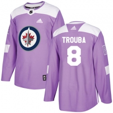 Men's Adidas Winnipeg Jets #8 Jacob Trouba Authentic Purple Fights Cancer Practice NHL Jersey