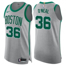 Men's Nike Boston Celtics #36 Shaquille O'Neal Authentic Gray NBA Jersey - City Edition