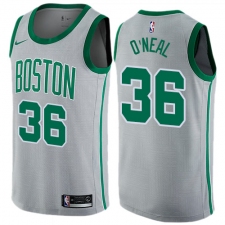 Men's Nike Boston Celtics #36 Shaquille O'Neal Swingman Gray NBA Jersey - City Edition