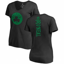 NBA Women's Nike Boston Celtics #36 Shaquille O'Neal Black One Color Backer Slim-Fit V-Neck T-Shirt