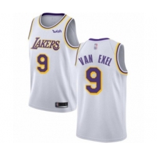 Men's Los Angeles Lakers #9 Nick Van Exel Authentic White Basketball Jerseys - Association Edition