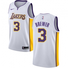 Men's Nike Los Angeles Lakers #3 Corey Brewer Authentic White NBA Jersey - Association Edition