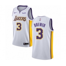 Women's Los Angeles Lakers #3 Corey Brewer Authentic White Basketball Jersey - Association Edition