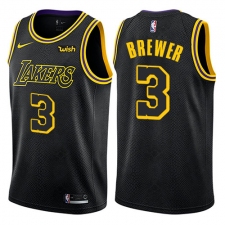 Youth Nike Los Angeles Lakers #3 Corey Brewer Swingman Black NBA Jersey - City Edition