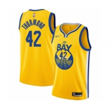Men's Golden State Warriors #42 Nate Thurmond Authentic Gold Finished Basketball Jersey - Statement Edition