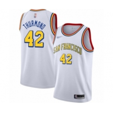 Men's Golden State Warriors #42 Nate Thurmond Authentic White Hardwood Classics Basketball Jersey - San Francisco Classic Edition