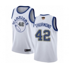 Men's Golden State Warriors #42 Nate Thurmond Swingman White Hardwood Classics 2019 Basketball Finals Bound Basketball Jersey