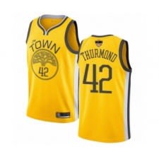 Men's Golden State Warriors #42 Nate Thurmond Yellow Swingman 2019 Basketball Finals Bound Jersey - Earned Edition