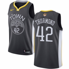 Men's Nike Golden State Warriors #42 Nate Thurmond Swingman Black Alternate 2018 NBA Finals Bound NBA Jersey - Statement Edition