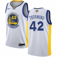 Youth Nike Golden State Warriors #42 Nate Thurmond Authentic White Home 2018 NBA Finals Bound NBA Jersey - Association Edition