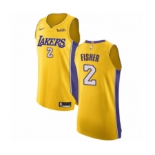 Men's Los Angeles Lakers #2 Derek Fisher Authentic Gold Home Basketball Jersey - Icon Edition