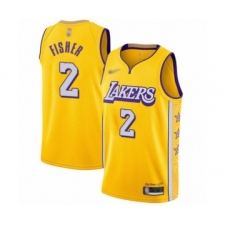 Men's Los Angeles Lakers #2 Derek Fisher Swingman Gold 2019-20 City Edition Basketball Jersey