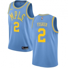 Men's Nike Los Angeles Lakers #2 Derek Fisher Authentic Blue Hardwood Classics NBA Jersey