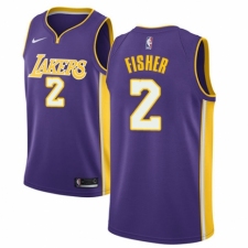 Men's Nike Los Angeles Lakers #2 Derek Fisher Authentic Purple NBA Jersey - Icon Edition