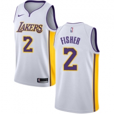 Youth Nike Los Angeles Lakers #2 Derek Fisher Authentic White NBA Jersey - Association Edition