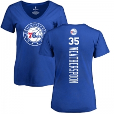 NBA Women's Nike Philadelphia 76ers #35 Clarence Weatherspoon Royal Blue Backer T-Shirt