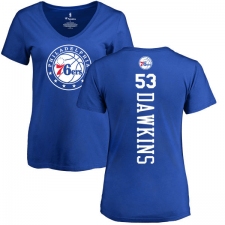 NBA Women's Nike Philadelphia 76ers #53 Darryl Dawkins Royal Blue Backer T-Shirt