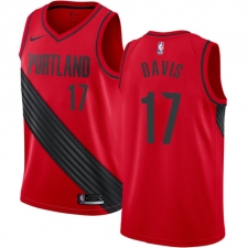 Men's Nike Portland Trail Blazers #17 Ed Davis Swingman Red Alternate NBA Jersey Statement Edition