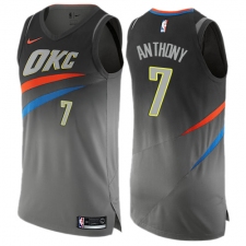 Men's Nike Oklahoma City Thunder #7 Carmelo Anthony Authentic Gray NBA Jersey - City Edition