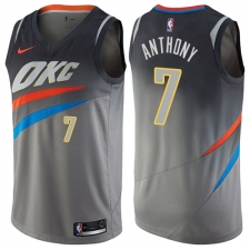 Men's Nike Oklahoma City Thunder #7 Carmelo Anthony Swingman Gray NBA Jersey - City Edition