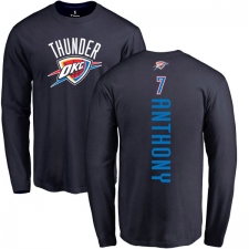 NBA Nike Oklahoma City Thunder #7 Carmelo Anthony Navy Blue Backer Long Sleeve T-Shirt
