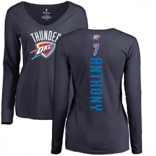 NBA Women's Nike Oklahoma City Thunder #7 Carmelo Anthony Navy Blue Backer Long Sleeve T-Shirt